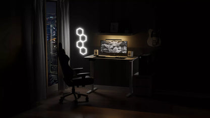 Elektroninis reguliuojamo stalviršio rašomasis stalas – juodas