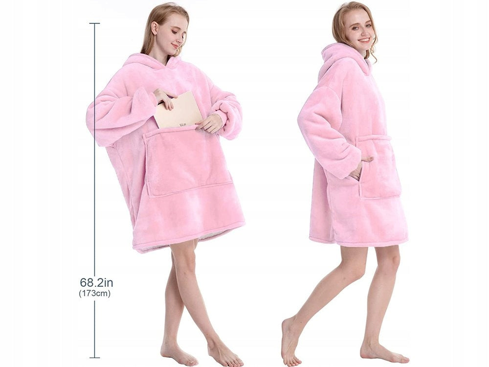 Gobtuotas chalatas-džemperis, storas, oversize, šiltas, kaip pledas, su pamušalu, 2in1