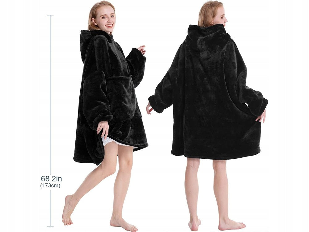 Gobtuotas chalatas-džemperis, storas, oversize, šiltas, kaip pledas, su pamušalu, 2in1