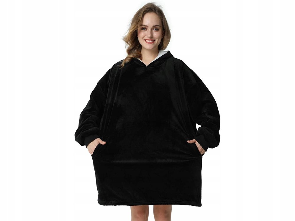 Gobtuotas chalatas-džemperis, storas, oversize, šiltas, kaip pledas, su pamušalu, 2in1