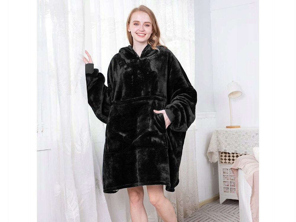 Gobtuotas chalatas-džemperis, storas, oversize, šiltas, kaip pledas, su pamušalu, 2in1