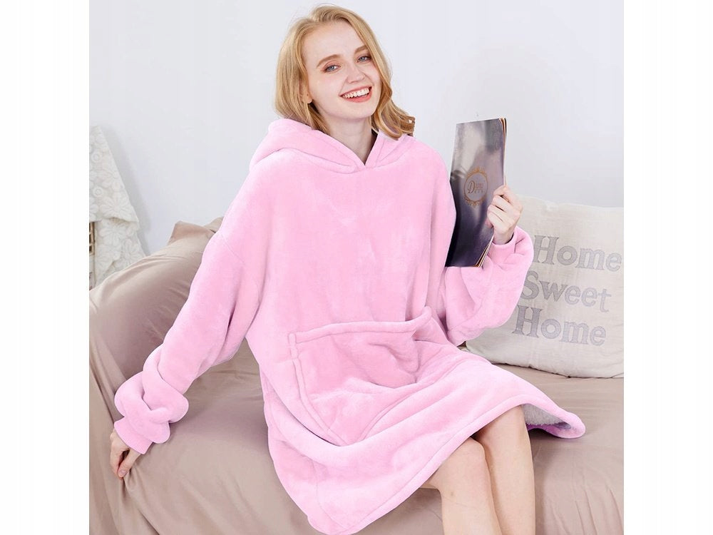 Gobtuotas chalatas-džemperis, storas, oversize, šiltas, kaip pledas, su pamušalu, 2in1