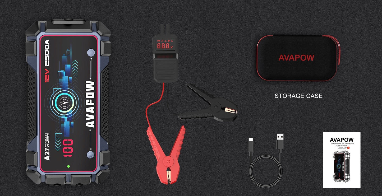 UŽSAUKIMO STIPRINTUVAS JUMP STARTER POWERBANK ŽIBINTUVĖLIS 2500A 16000 mAh AVAPOW A27