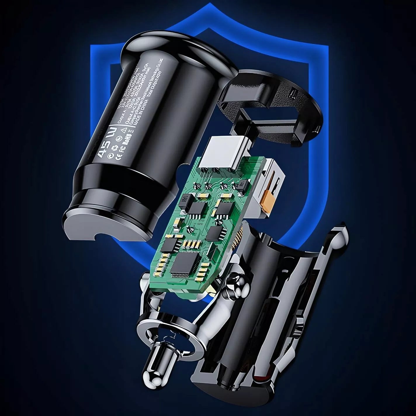 BOSTE greitas galingas automobilinis įkroviklis 2x USB-A 30W universalus QC 3.0