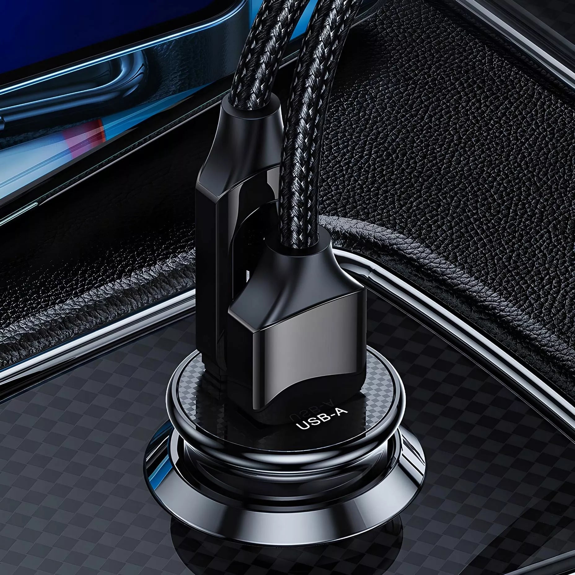 BOSTE greitas galingas automobilinis įkroviklis 2x USB-A 30W universalus QC 3.0