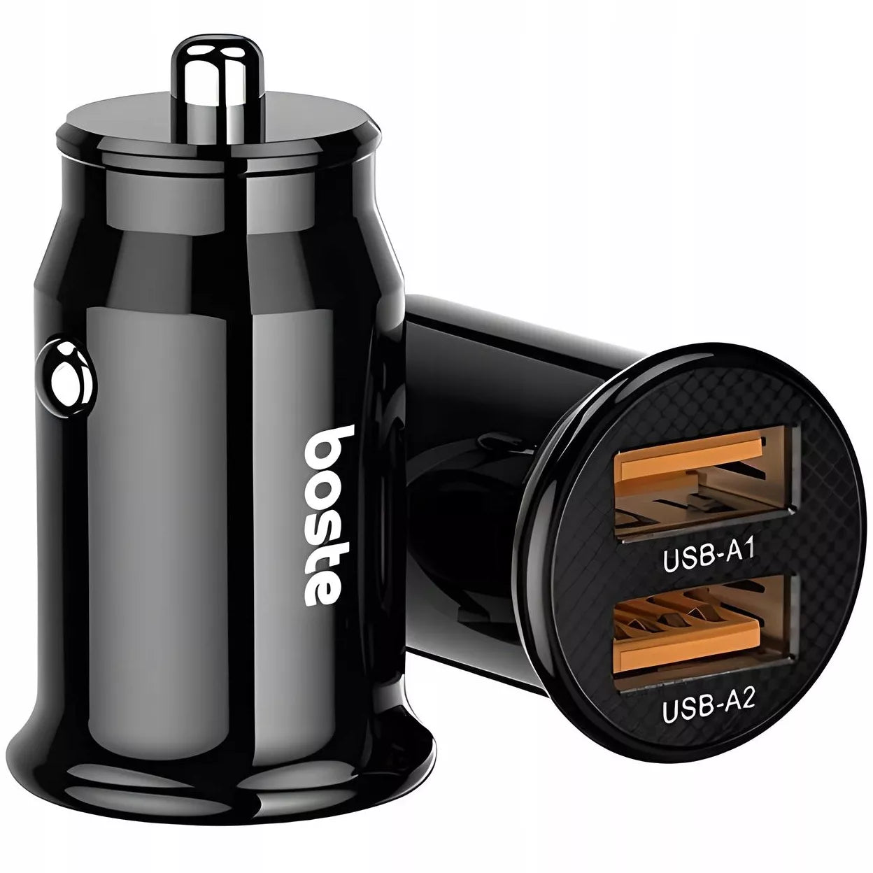 BOSTE greitas galingas automobilinis įkroviklis 2x USB-A 30W universalus QC 3.0