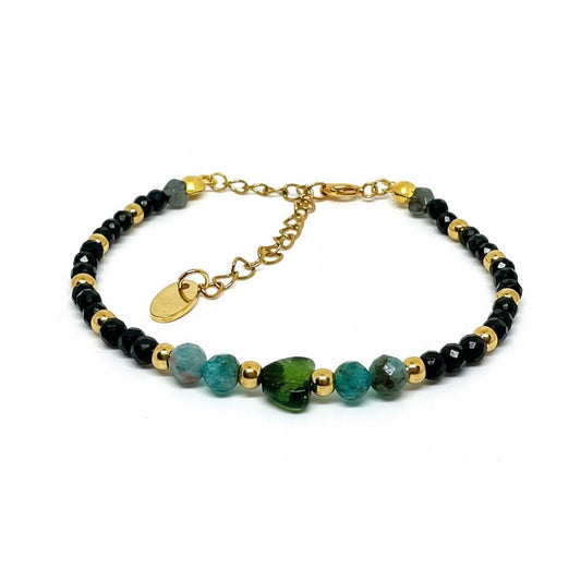 Natūralių akmenų apyrankė su juoduoju turmalinu – apsauginis amuletas