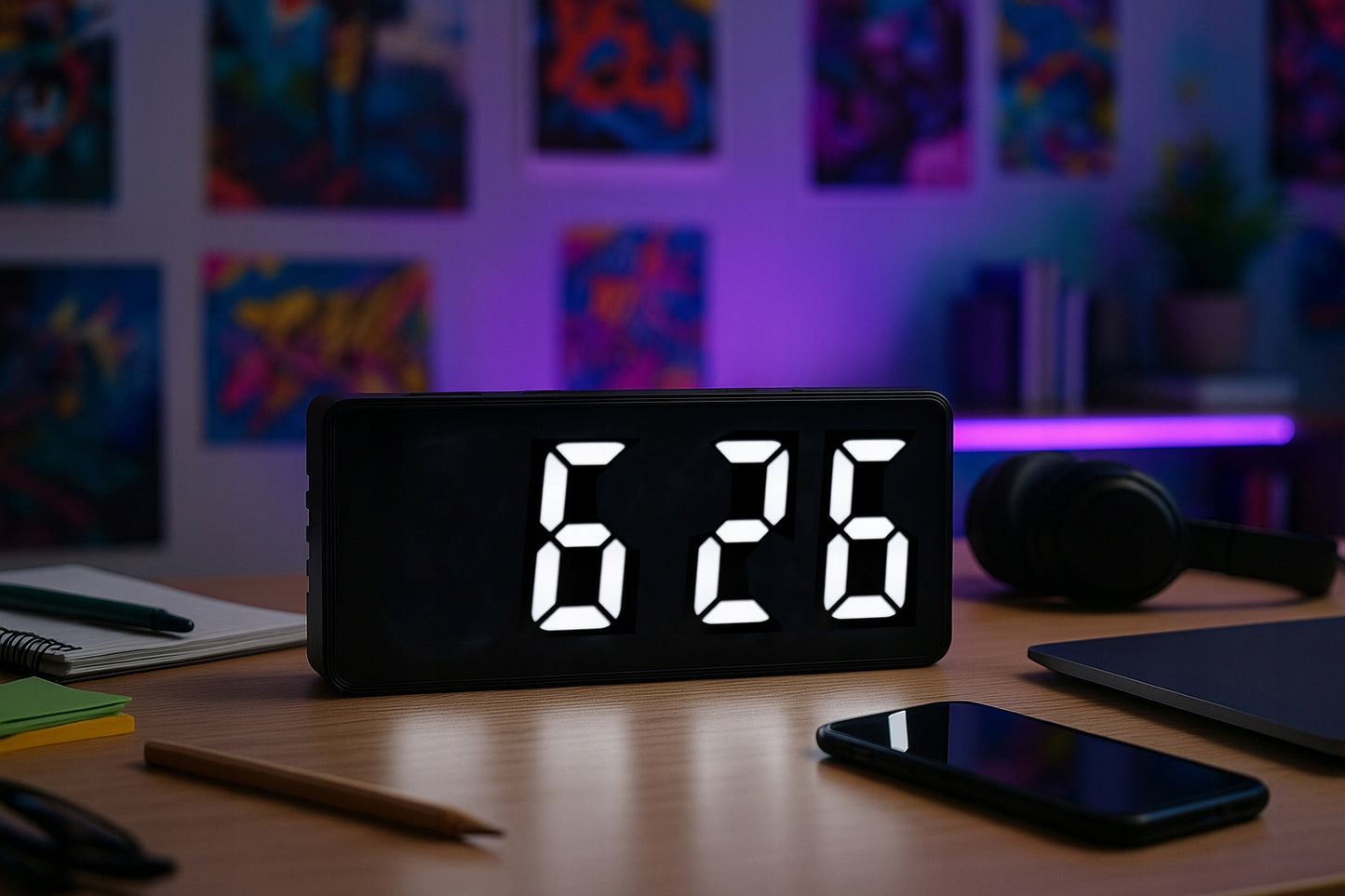 ELEKTRONINIS ŽADINTUVAS SKAITMENINIS LED LAIKRODIS PASTATOMAS SU TERMOMETRU IR DATA