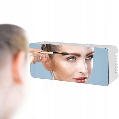 Elektroninis žadintuvas laikrodis su termometru ir veidrodžiu, modernaus dizaino LED