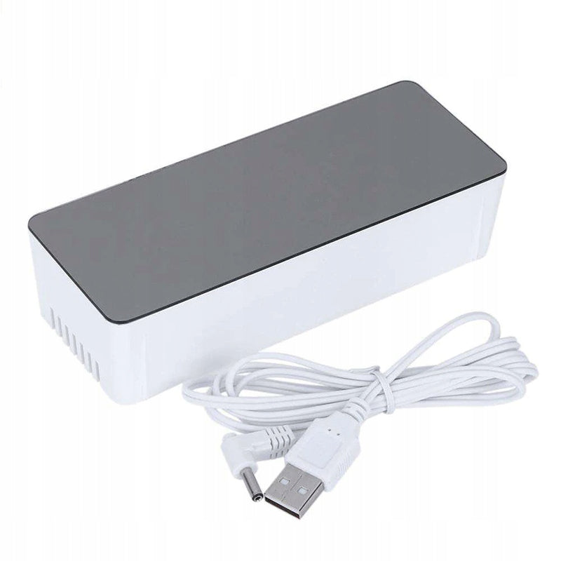 Elektroninis žadintuvas laikrodis su termometru ir veidrodžiu, modernaus dizaino LED