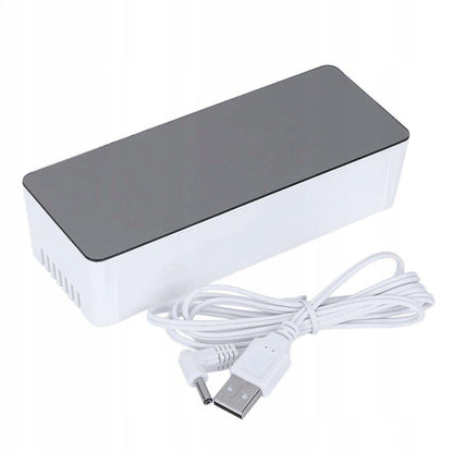 Elektroninis žadintuvas laikrodis su termometru ir veidrodžiu, modernaus dizaino LED