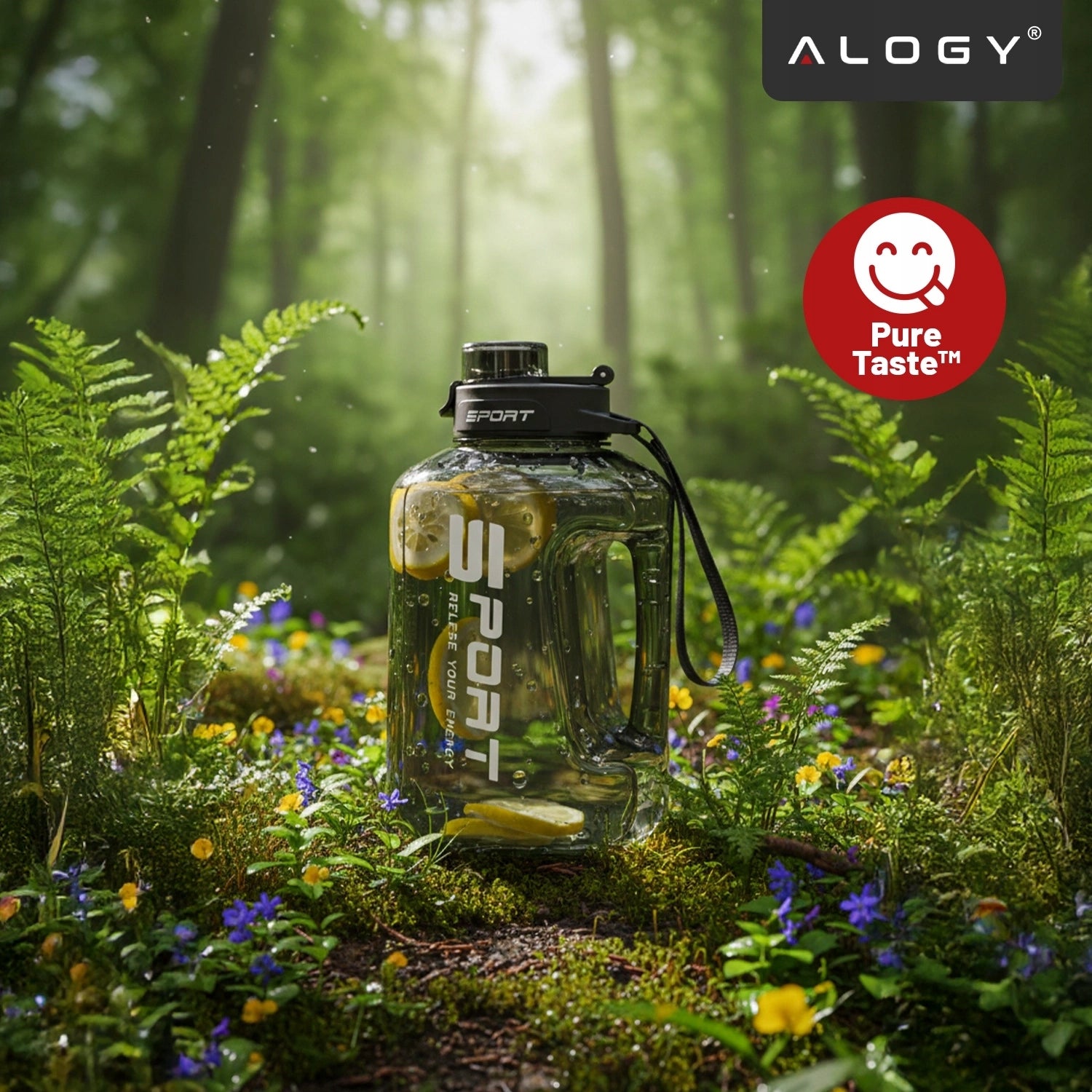 Motyvuojantis vandens buteliukas, sportinis bidonas su matuokliu, skirtas sporto salei ir fitnesui, 1.7L