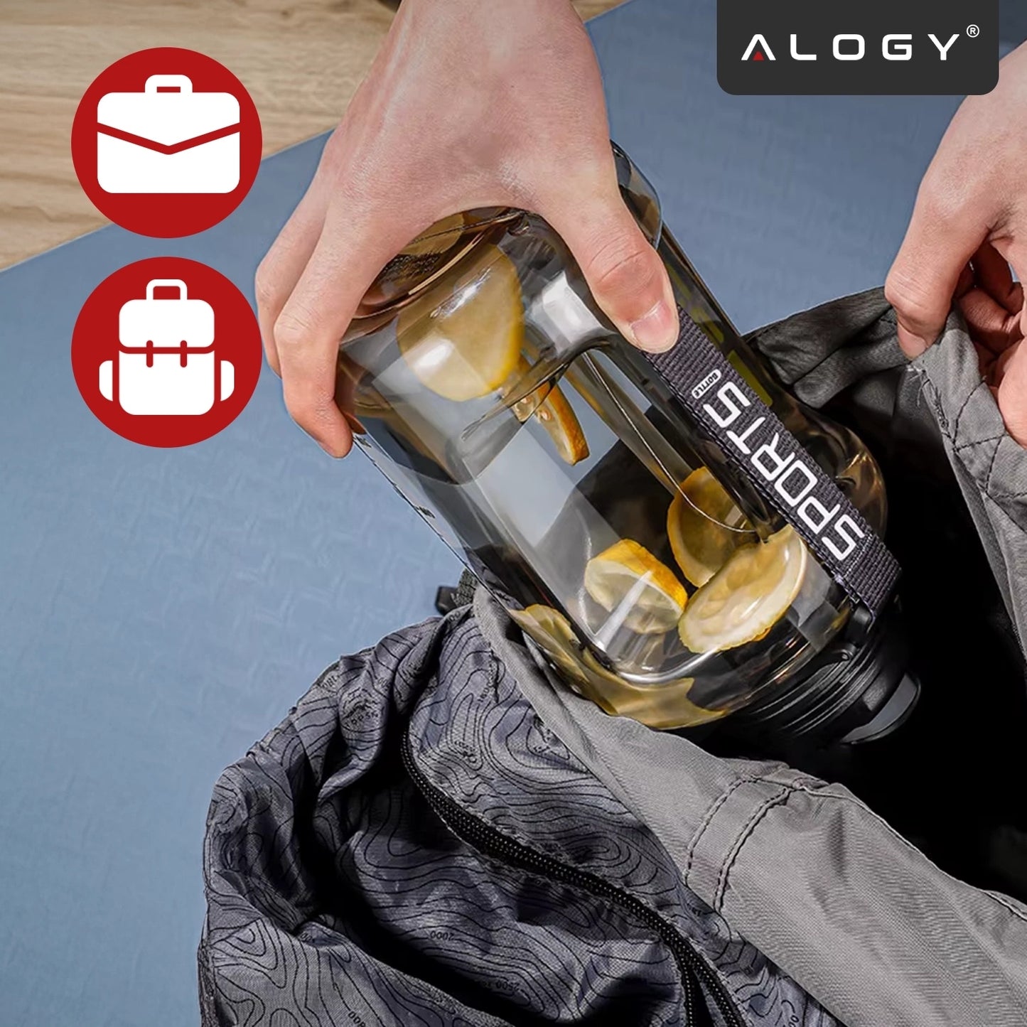 Motyvuojantis vandens buteliukas, sportinis bidonas su matuokliu, skirtas sporto salei ir fitnesui, 1.7L