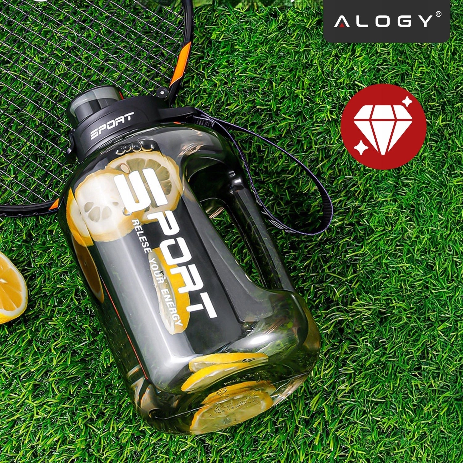 Motyvuojantis vandens buteliukas, sportinis bidonas su matuokliu, skirtas sporto salei ir fitnesui, 1.7L