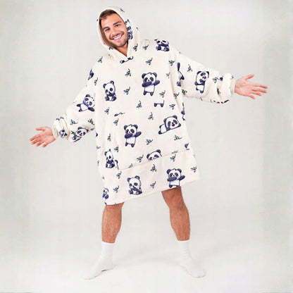 Labai minkštas chalatas Lazy Robe Panda 100 cm Kocobluza Oversize