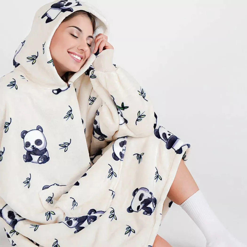 Labai minkštas chalatas Lazy Robe Panda 100 cm Kocobluza Oversize