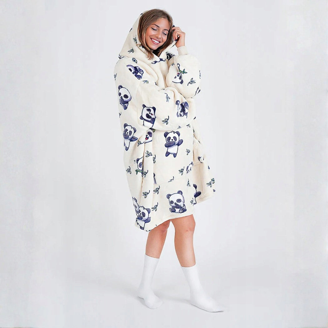 Labai minkštas chalatas Lazy Robe Panda 100 cm Kocobluza Oversize
