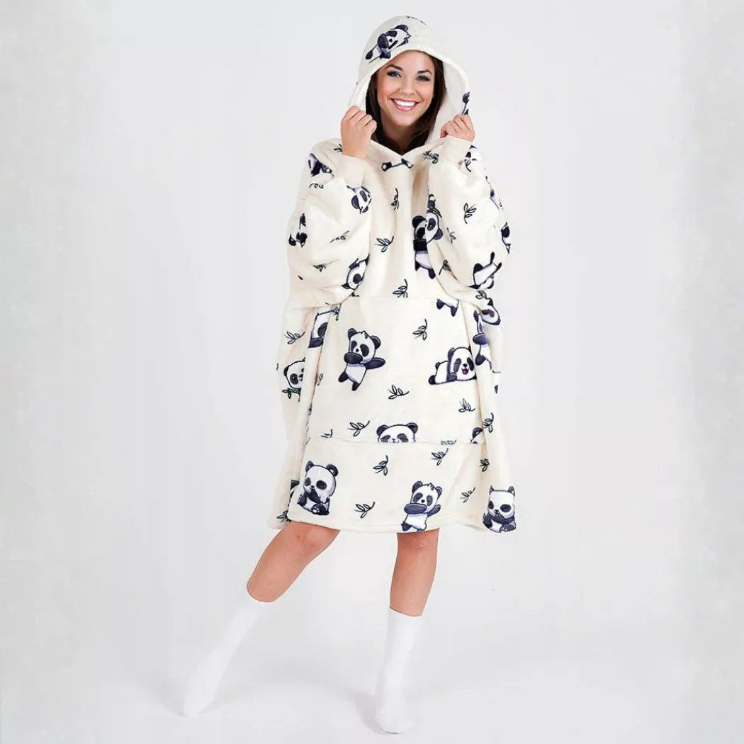Labai minkštas chalatas Lazy Robe Panda 100 cm Kocobluza Oversize
