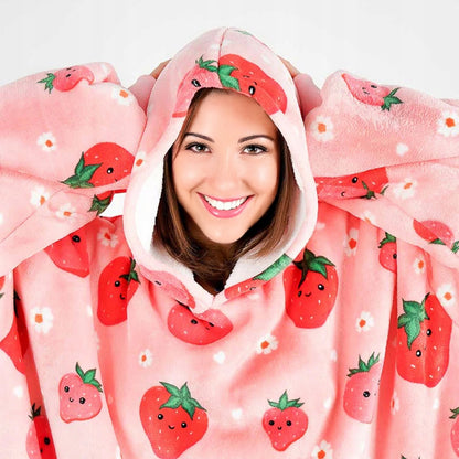 Labai minkštas chalatas "Lazy Robe" Rožinė braškė, 100 cm, oversize