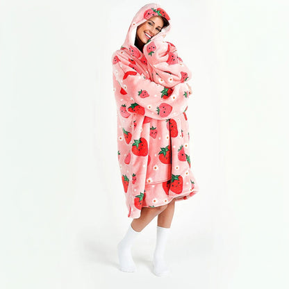 Labai minkštas chalatas "Lazy Robe" Rožinė braškė, 100 cm, oversize