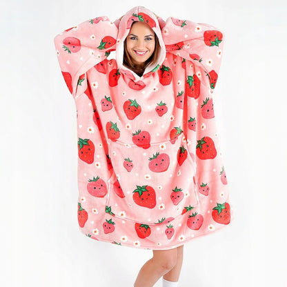 Labai minkštas chalatas "Lazy Robe" Rožinė braškė, 100 cm, oversize