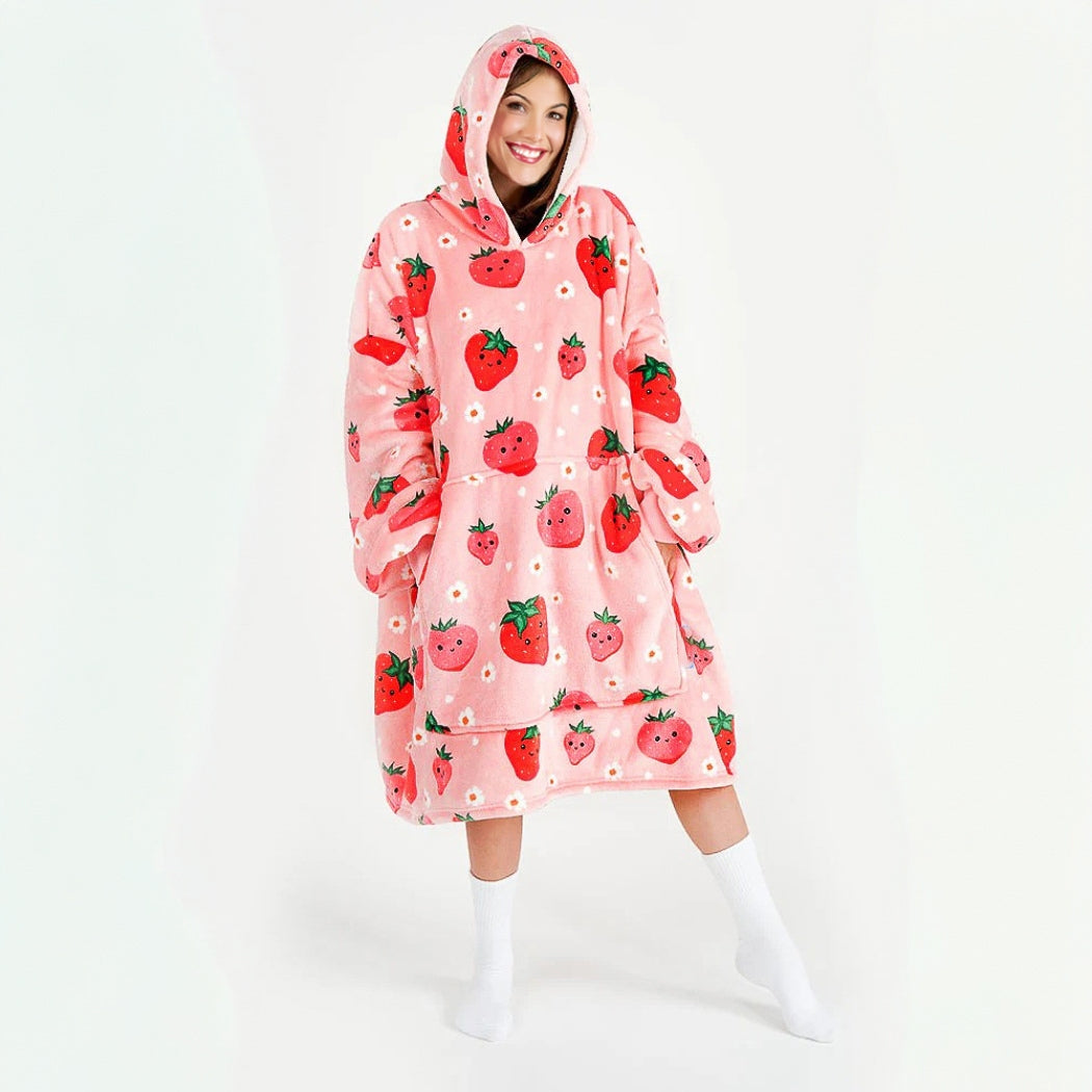 Labai minkštas chalatas "Lazy Robe" Rožinė braškė, 100 cm, oversize