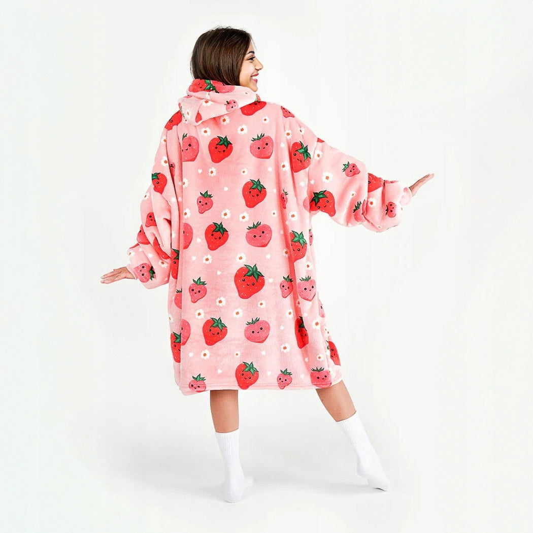 Labai minkštas chalatas "Lazy Robe" Rožinė braškė, 100 cm, oversize