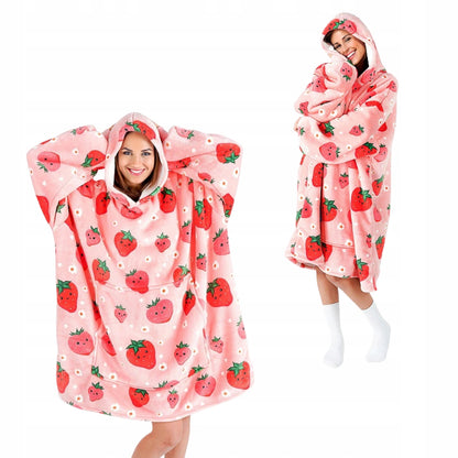 Labai minkštas chalatas "Lazy Robe" Rožinė braškė, 100 cm, oversize