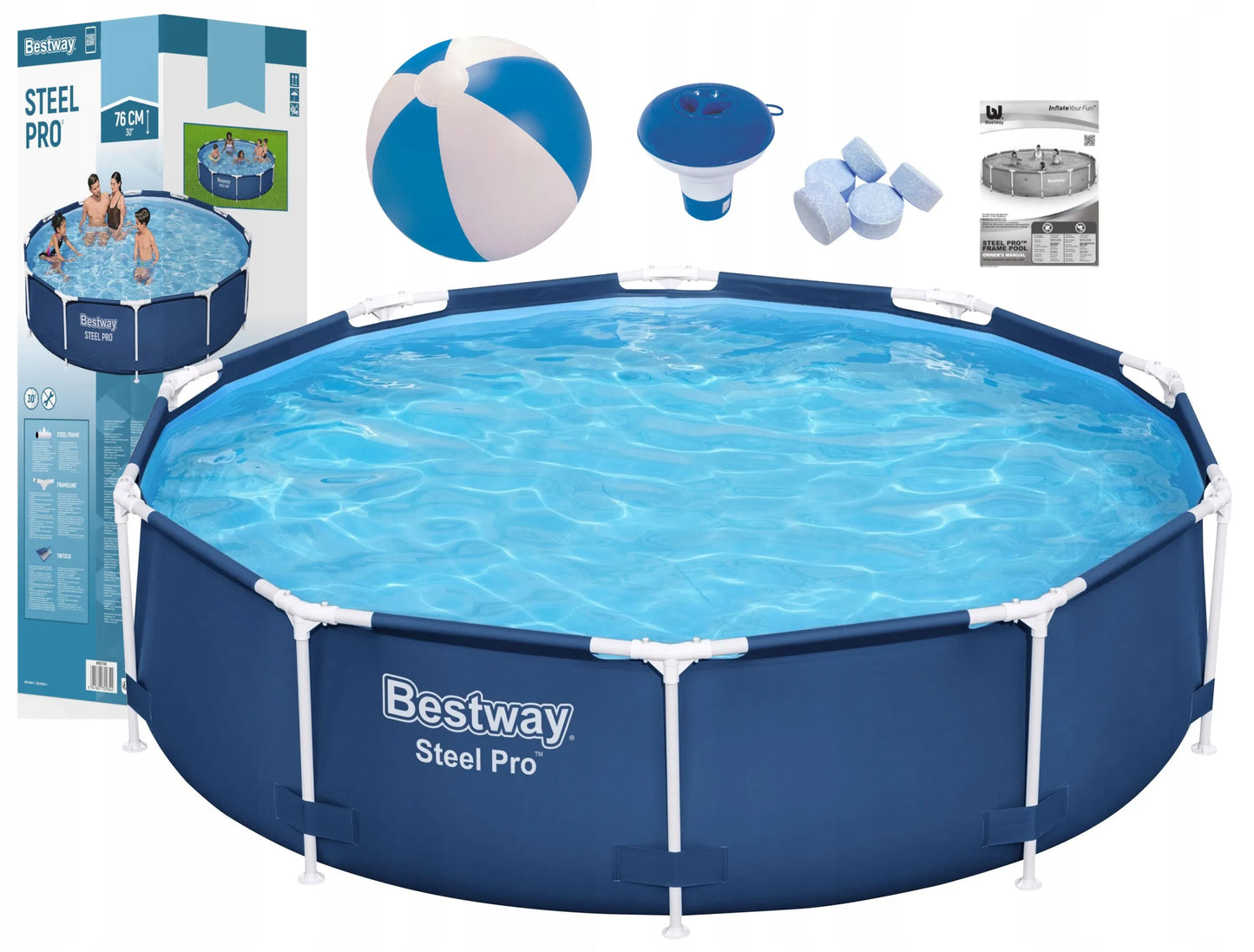 Bestway 305x76 305 x 76 Steel Pro 56679 karkasinis baseinas + priedai apvalus