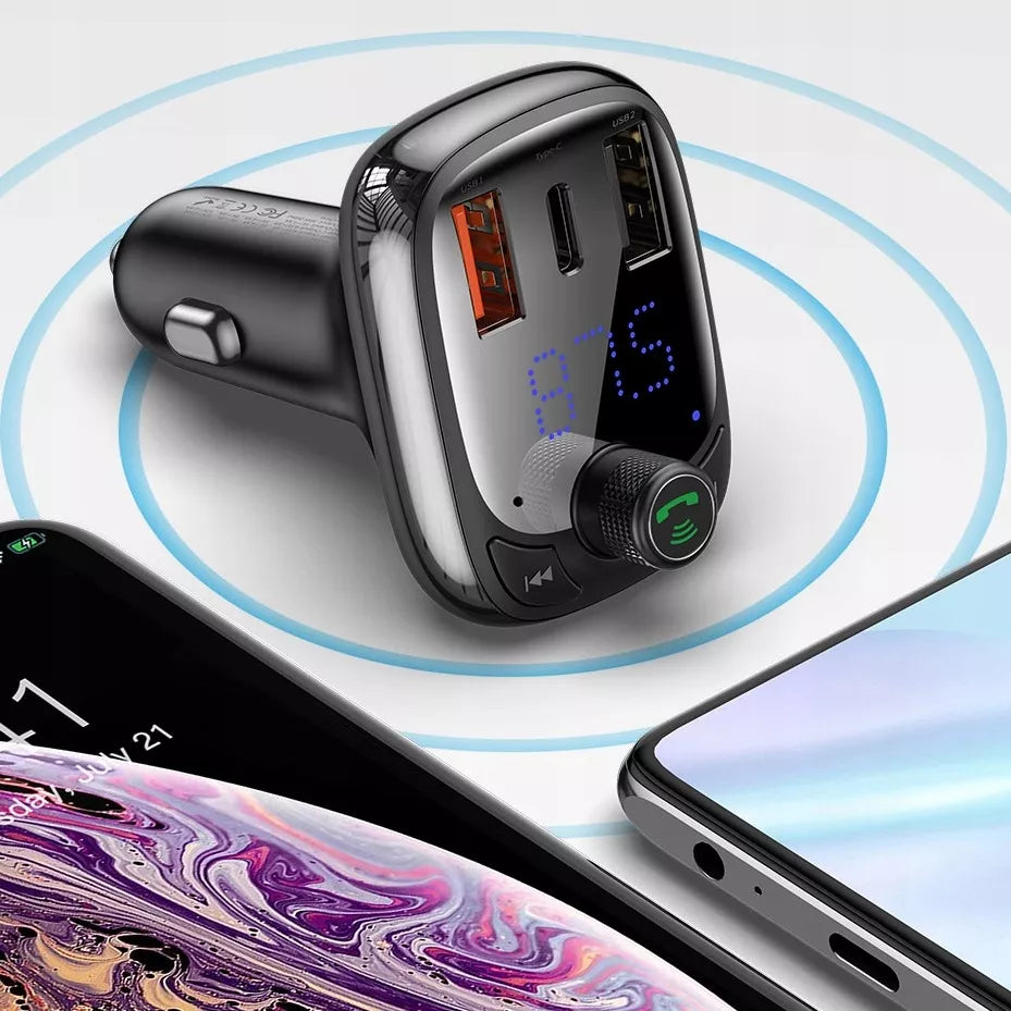 Automobilinis FM siųstuvas Bluetooth MP3 2 x USB