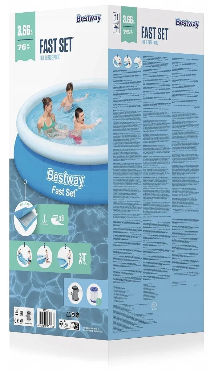 Bestway pripučiamas sodo baseinas 366x76 cm 57274 su filtruojančiu siurbliu