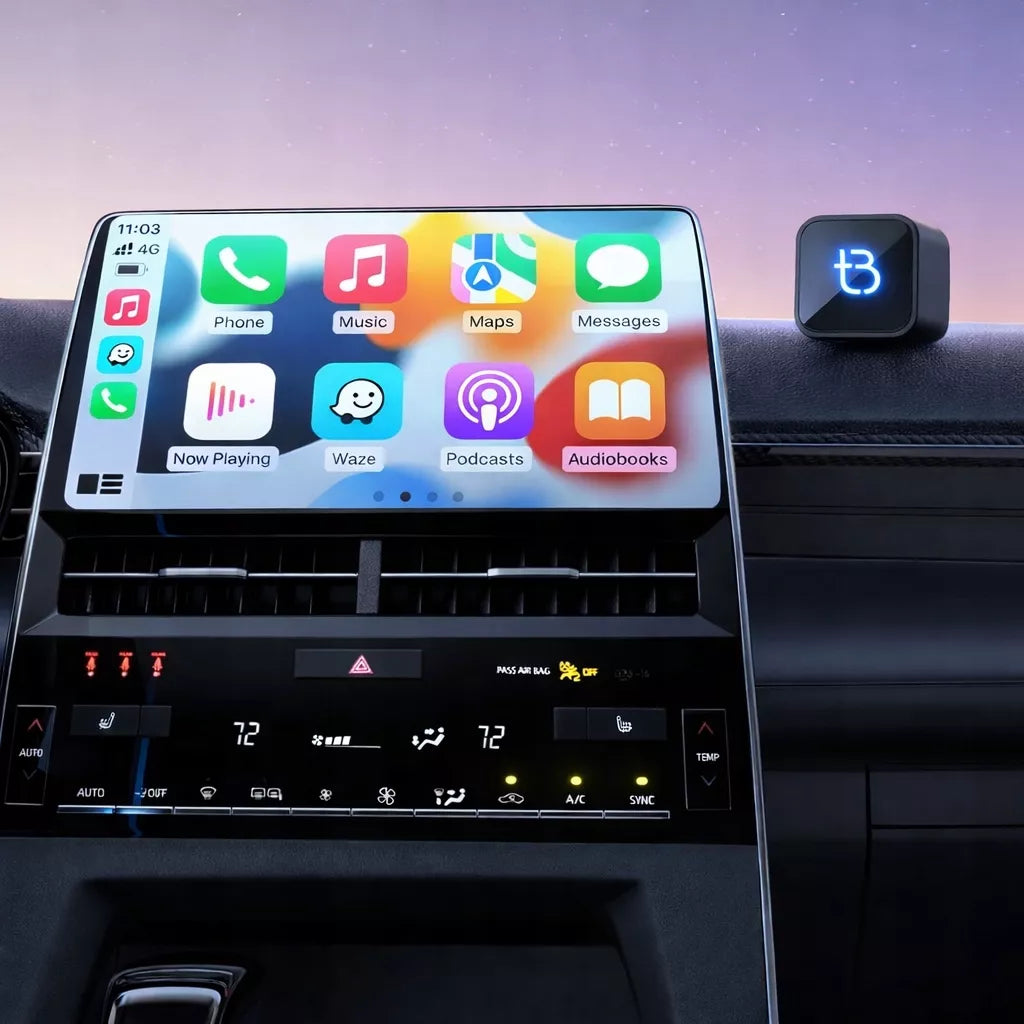 Belaidis USB-C TB CUBE Tradebit CarPlay Android Auto adapteris, juodas