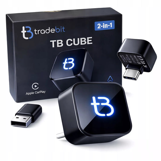 Belaidis USB-C TB CUBE Tradebit CarPlay Android Auto adapteris, juodas