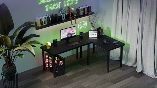 Kampinis žaidimų rašomasis stalas MARCO GAME CORNER su LED RGB