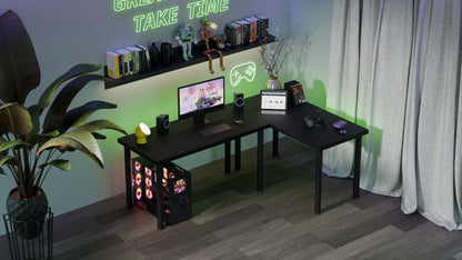 Kampinis žaidimų rašomasis stalas su LED RGB