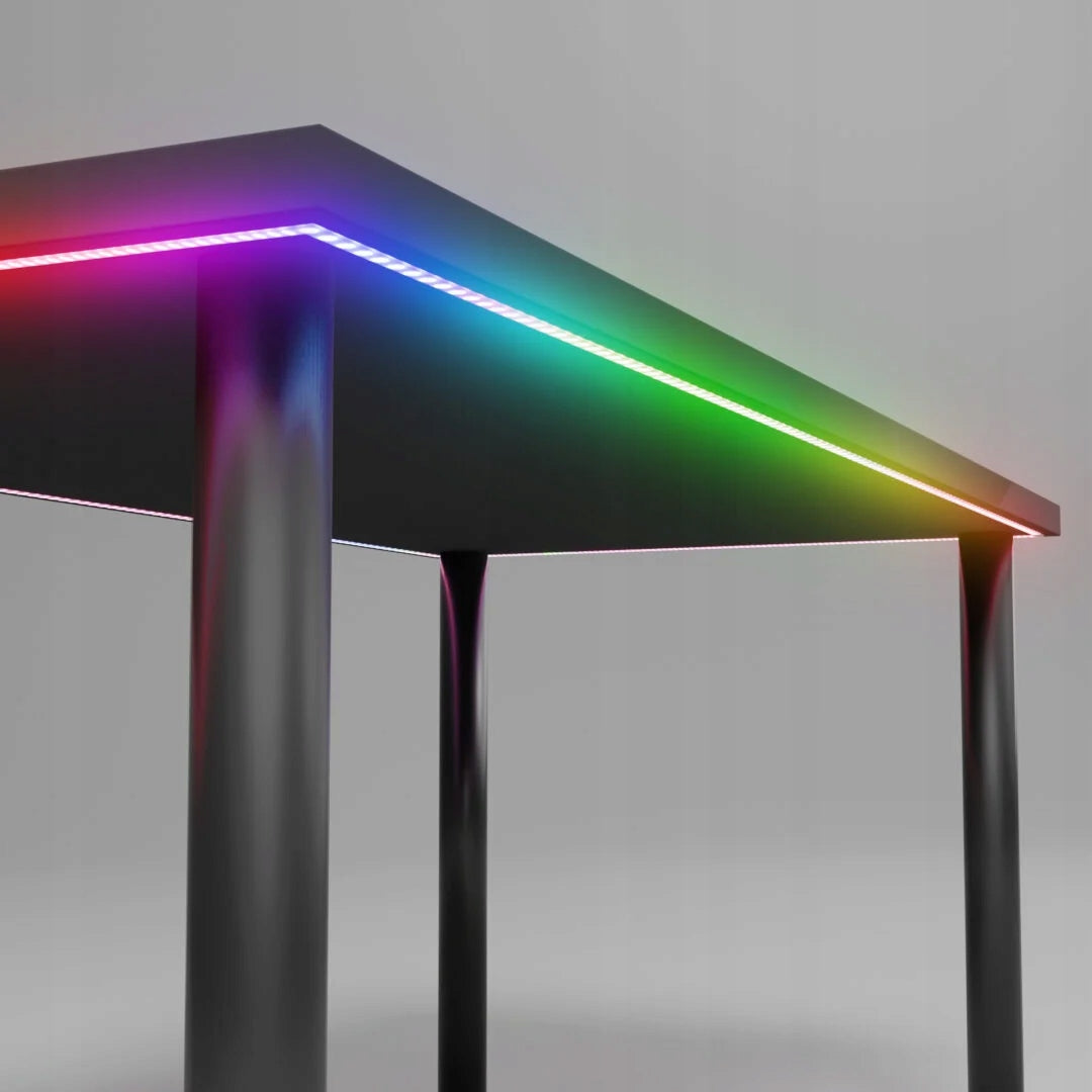 Kampinis žaidimų rašomasis stalas su LED RGB