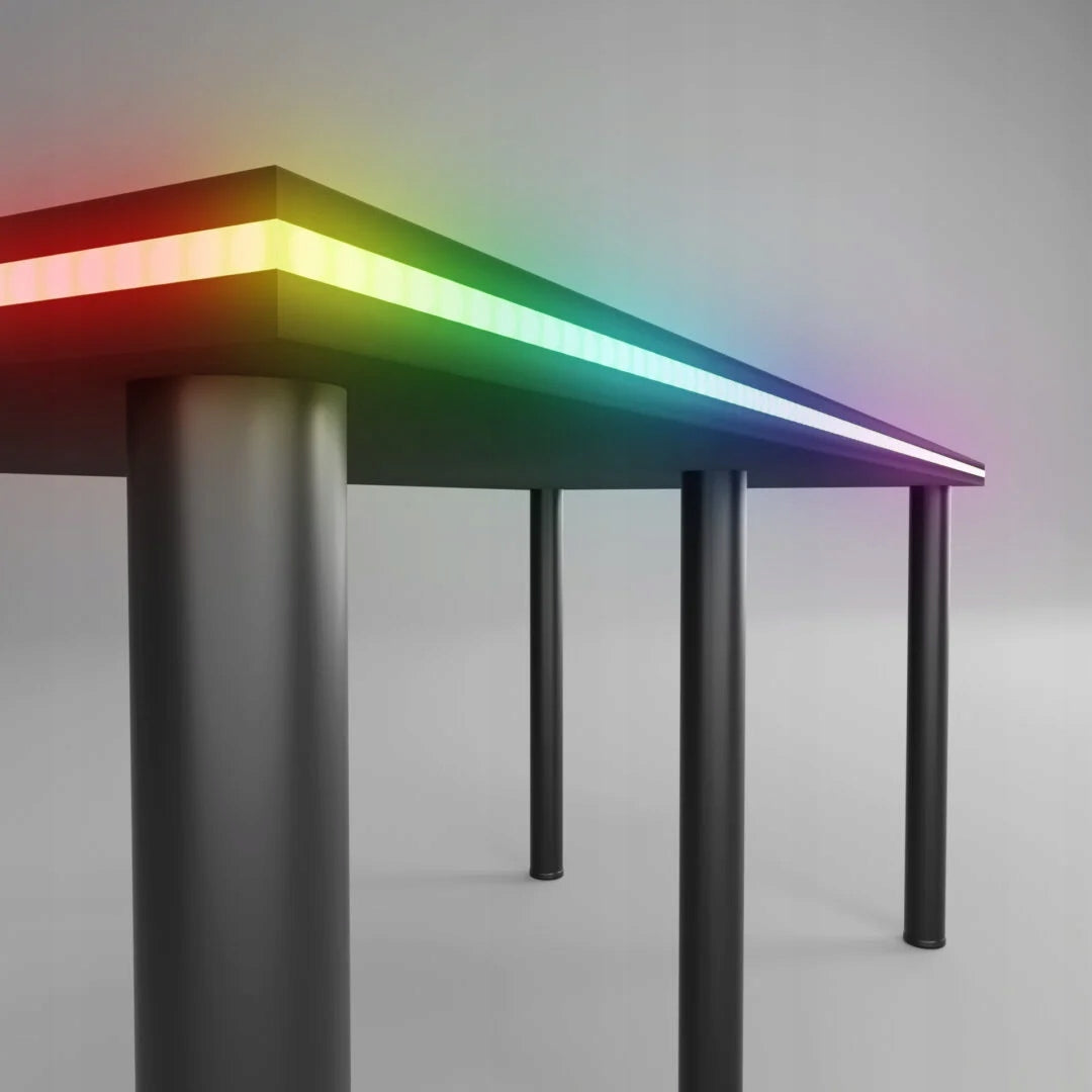 Kampinis žaidimų rašomasis stalas su LED RGB