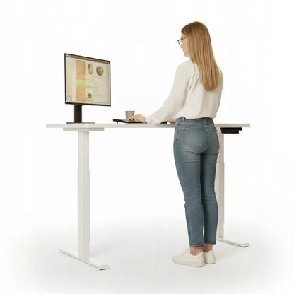 Elektrinis reguliuojamas stalas Control 120×60 cm – baltas, aukštis 72–114 cm