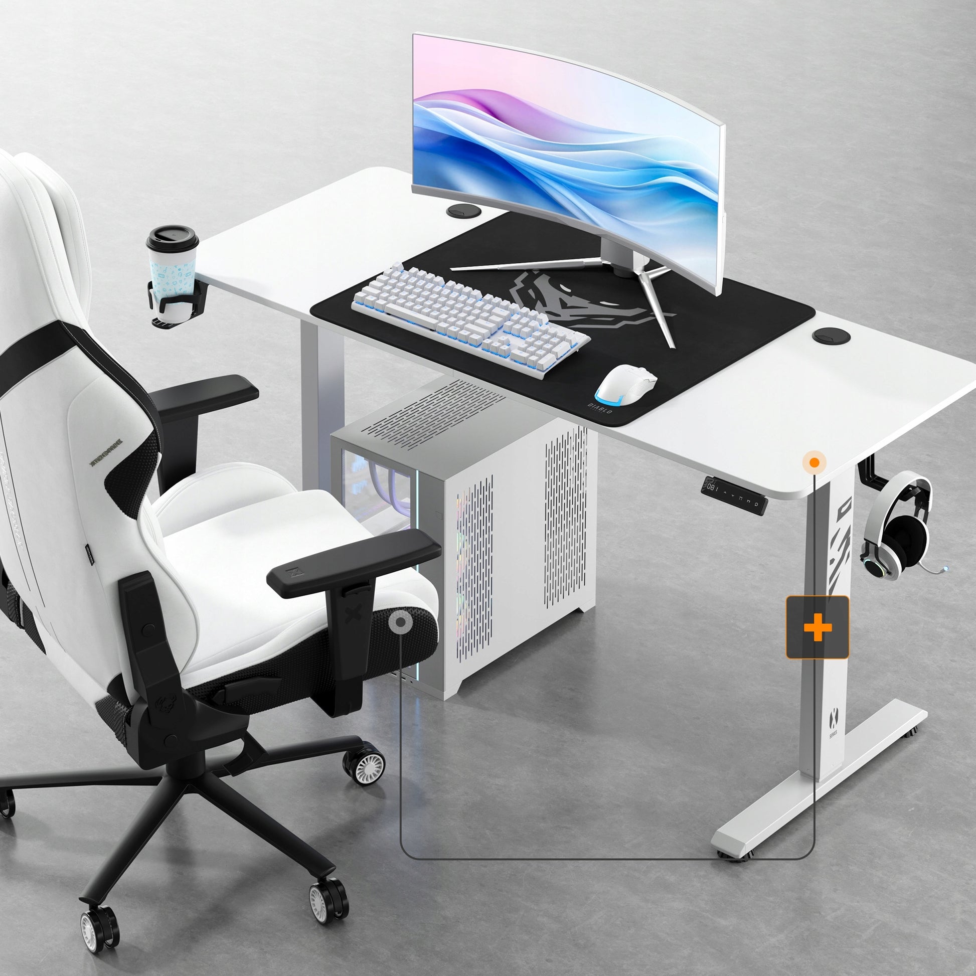 Stalas su aukščio reguliavimu 140cm darbui ir žaidimams DIABLO X-TENSIO Baltas