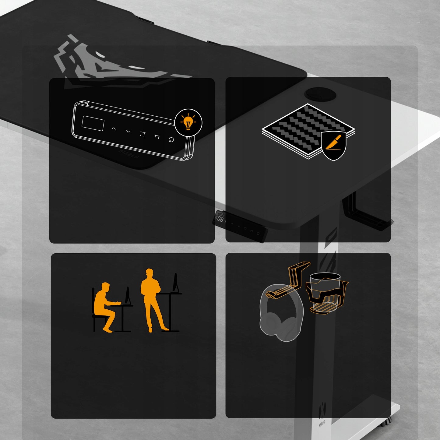 Stalas su aukščio reguliavimu 140cm darbui ir žaidimams DIABLO X-TENSIO Baltas