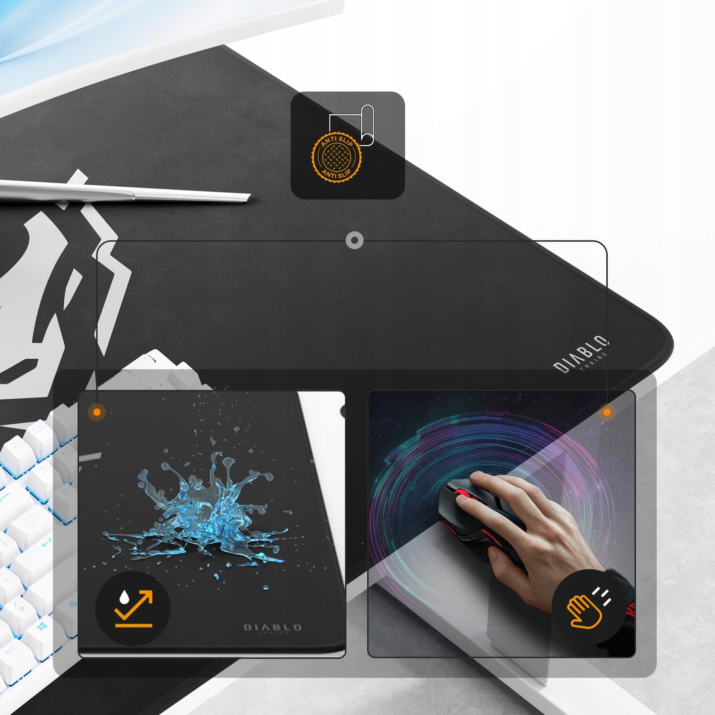 Stalas su aukščio reguliavimu 140cm darbui ir žaidimams DIABLO X-TENSIO Baltas