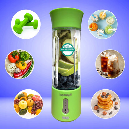 Belaidis Kelioninis Blenderis beWell 500ml – Galingas USB Įkraunamas Maišytuvas