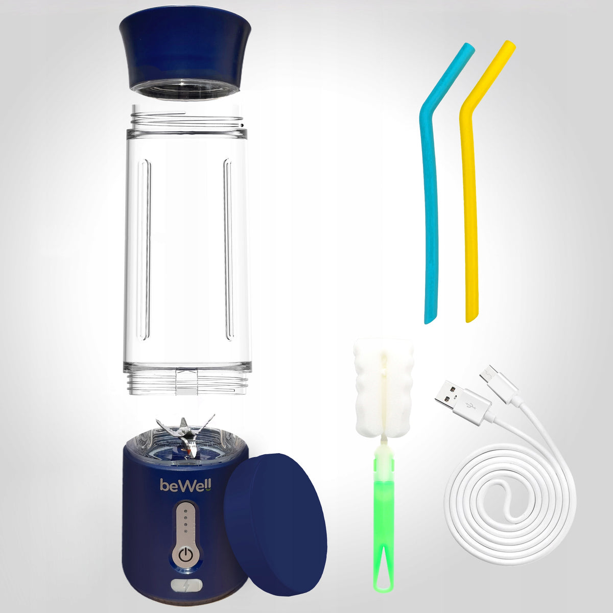 Galingas Belaidis Kokteilių Maišytuvas beWell – Nešiojamas, Įkraunamas USB, 500 ml