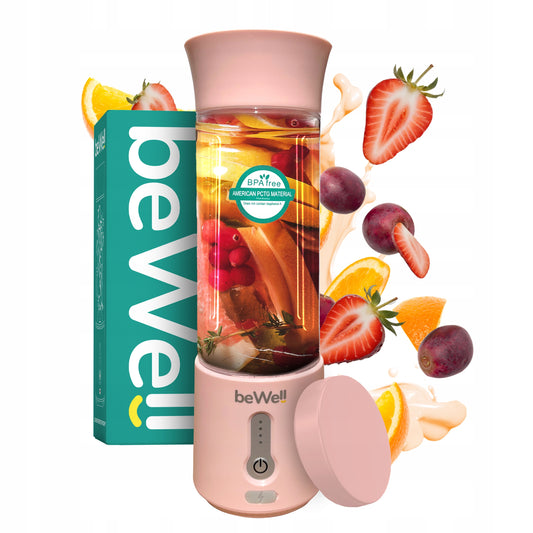 Belaidis Kelioninis Blenderis beWell 500ml su USB Įkrovimu – Galingas ir Kompaktiškas