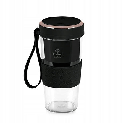 Nešiojamas Belaidis USB Blenderis Kokteiliams FTV-0176, 400 ml, Juodas su Rausvai Auksiniu Akcentu