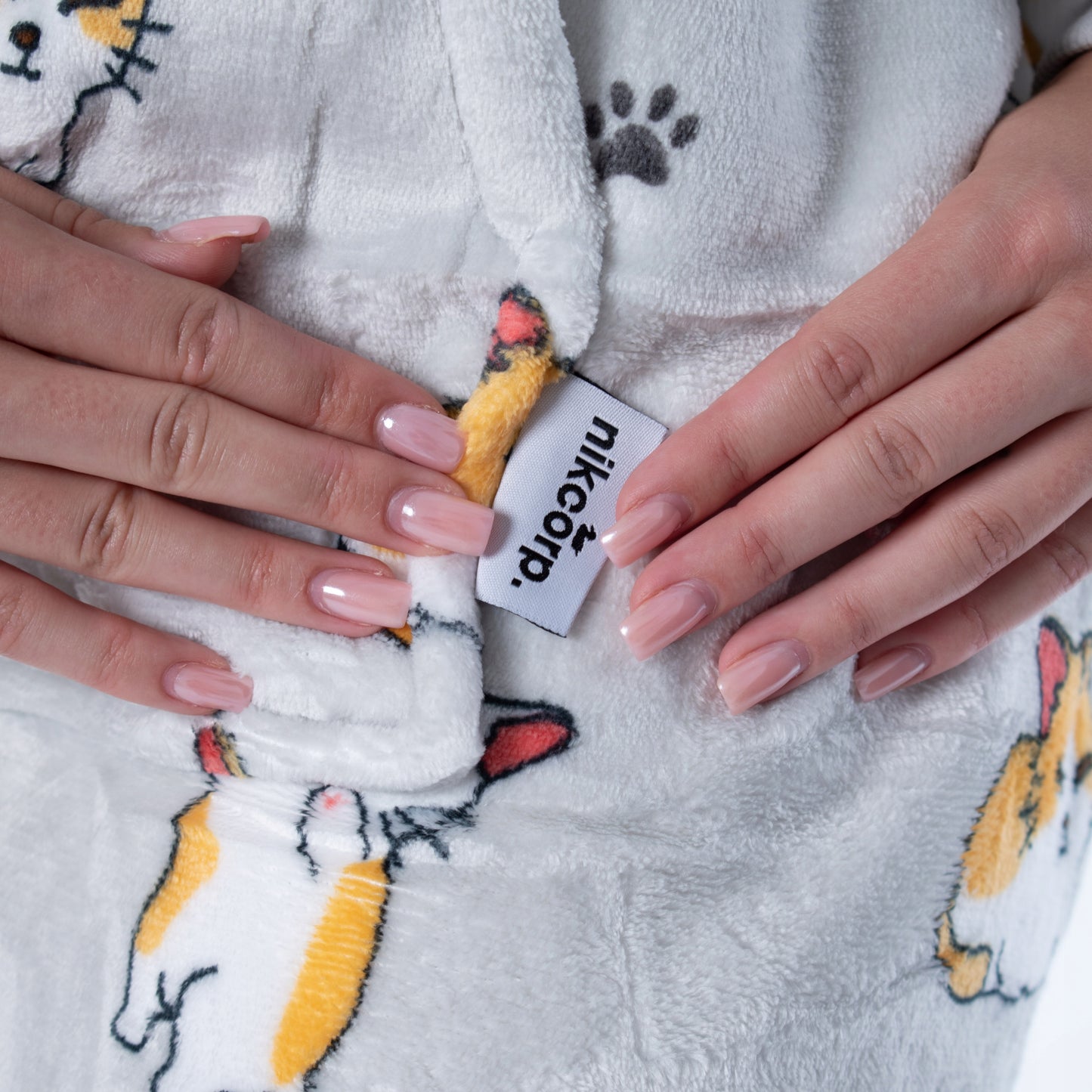 Džemperis pledas Kocobluza 2in1 Oversize su gobtuvu, storalapis Sherpa, pilkas su katukais