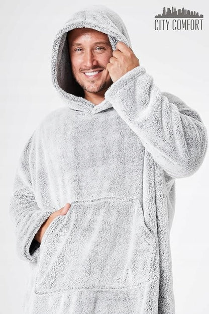 Universali Dydžio Laisvalaikio Jaka su Gobtuvu, Chalatas, Minkštas Per Dydžio Kailinis Pledukas