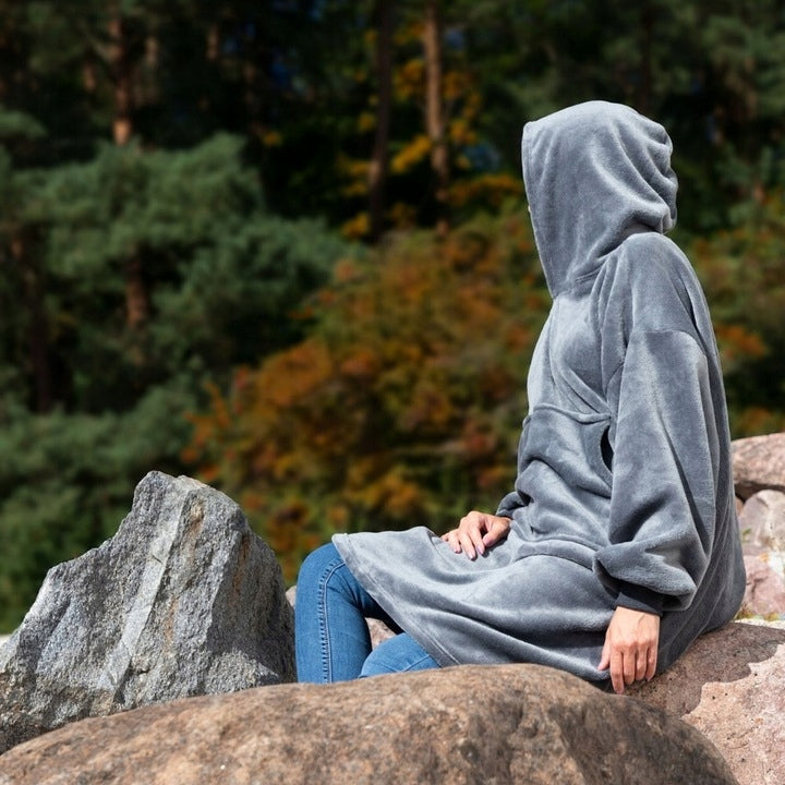 Universali Dydžio Laisvalaikio Jaka su Gobtuvu, Chalatas, Minkštas Per Dydžio Kailinis Pledukas