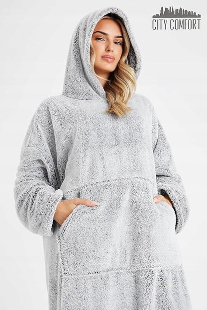 Universali Dydžio Laisvalaikio Jaka su Gobtuvu, Chalatas, Minkštas Per Dydžio Kailinis Pledukas