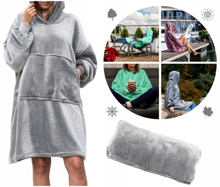 Universali Dydžio Laisvalaikio Jaka su Gobtuvu, Chalatas, Minkštas Per Dydžio Kailinis Pledukas